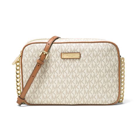 michael kors jet set signature shoulder bag|Michael Kors vanilla jet set.